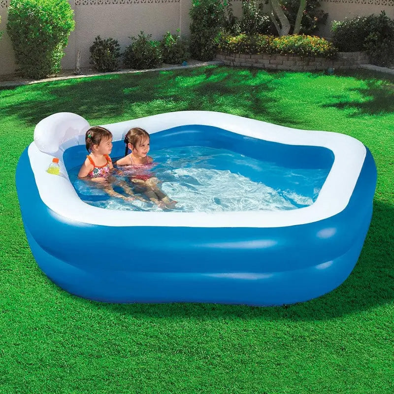 PISCINE GONFLABLE BESTWAY JACUZZI 213 x 206 x 69 cm حوض سباحة حجم عائلي + 4 هدايا مجانية (144) (153)