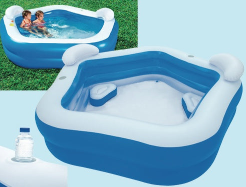 PISCINE GONFLABLE BESTWAY JACUZZI 213 x 206 x 69 cm حوض سباحة حجم عائلي + 4 هدايا مجانية (144) (153)