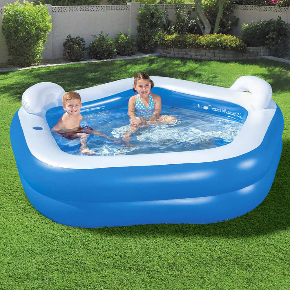 PISCINE GONFLABLE BESTWAY JACUZZI 213 x 206 x 69 cm حوض سباحة حجم عائلي + 4 هدايا مجانية (144) (153)
