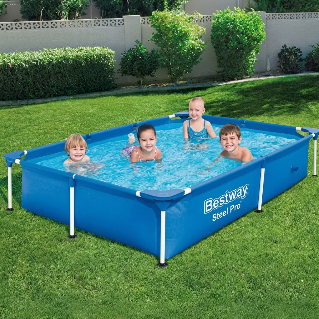 PISCINE BESTWAY MONTABLE 221x150x43cm (401) (138) مسبح عائلي + 4 هدايا مجانية